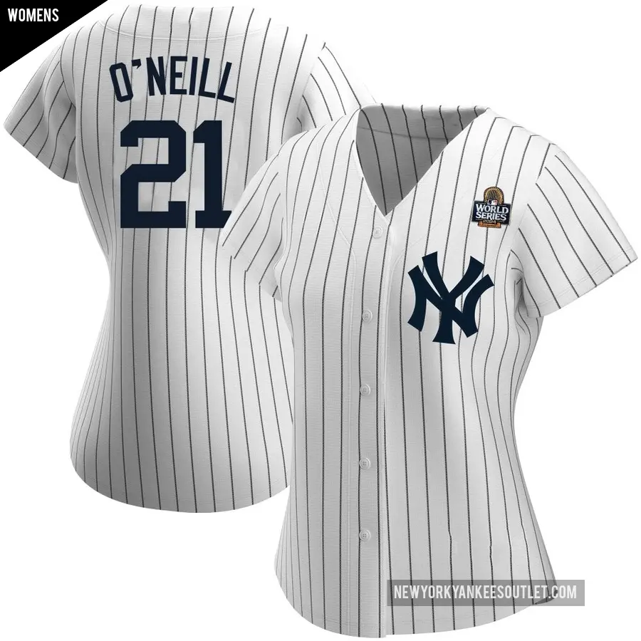 Women's New York Yankees ＃21 Paul O'Neill Authentic White Home Name 2024 World Series Jersey