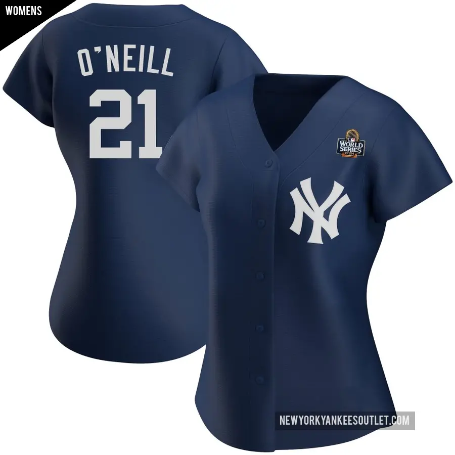 Women's New York Yankees ＃21 Paul O'Neill Replica Navy Alternate Team 2024 World Series Jersey