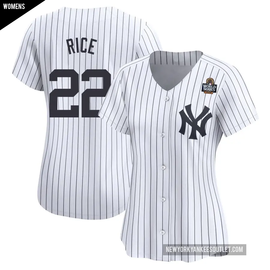 Women's New York Yankees ＃22 Ben Rice Limited White Yankee Home 2024 World Series Jersey