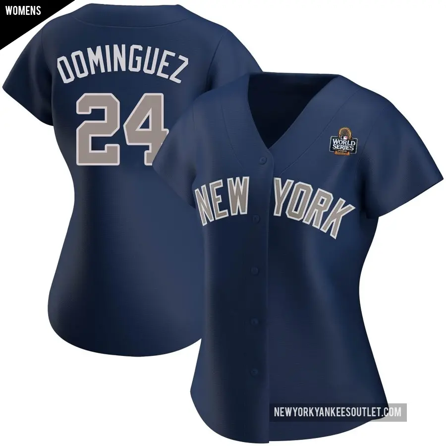 Women's New York Yankees ＃24 Jasson Dominguez Authentic Navy Alternate 2024 World Series Jersey