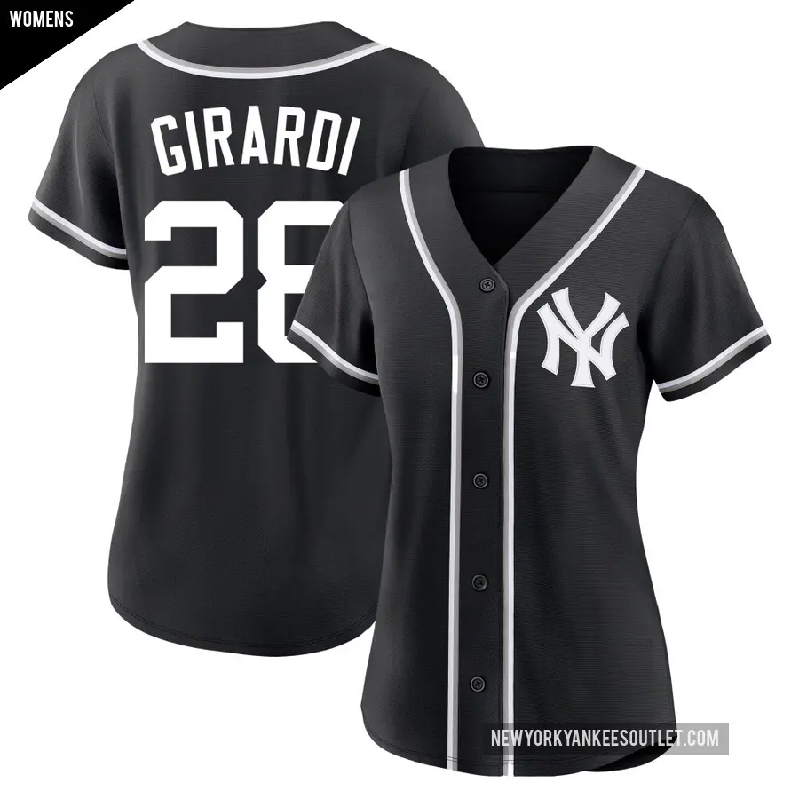 Women's New York Yankees ＃28 Joe Girardi Replica Black Fashion Out Jersey