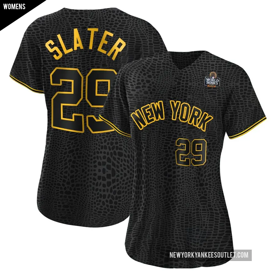 Women's New York Yankees ＃29 Austin Slater Replica Black Snake Skin City 2024 World Series Jersey