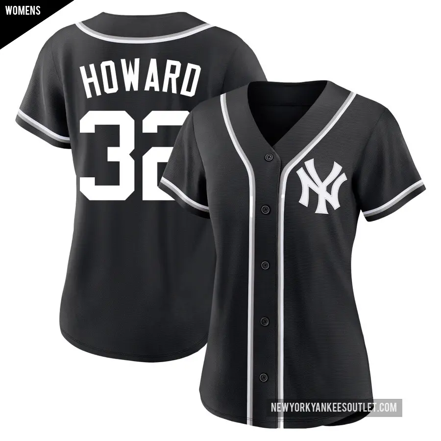 Women's New York Yankees ＃32 Elston Howard Replica Black Fashion Out Jersey