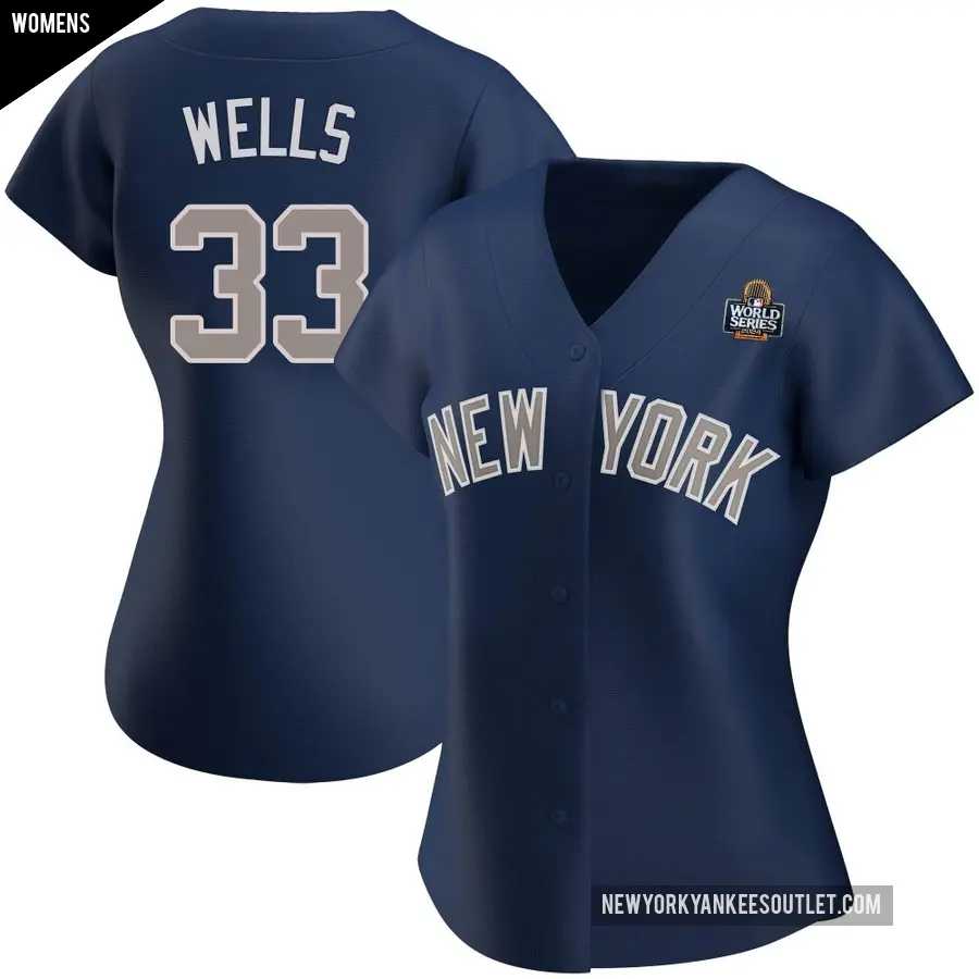 Women's New York Yankees ＃33 David Wells Authentic Navy Alternate 2024 World Series Jersey