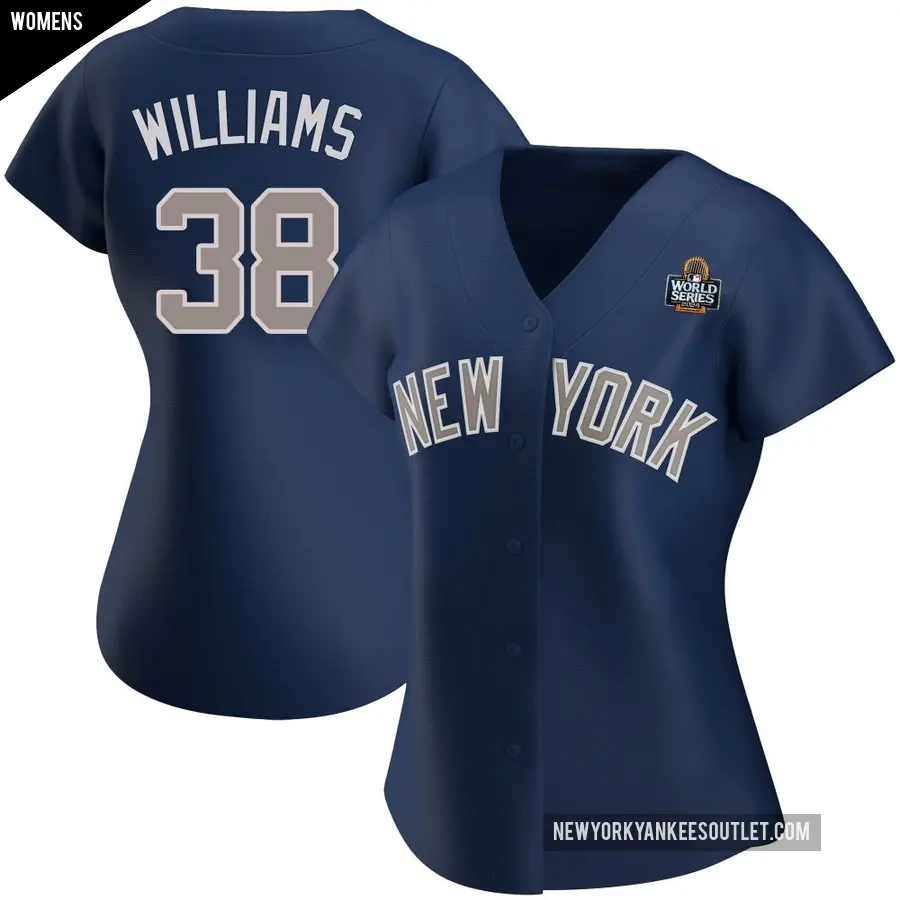 Women's New York Yankees ＃38 Devin Williams Authentic Navy Alternate 2024 World Series Jersey