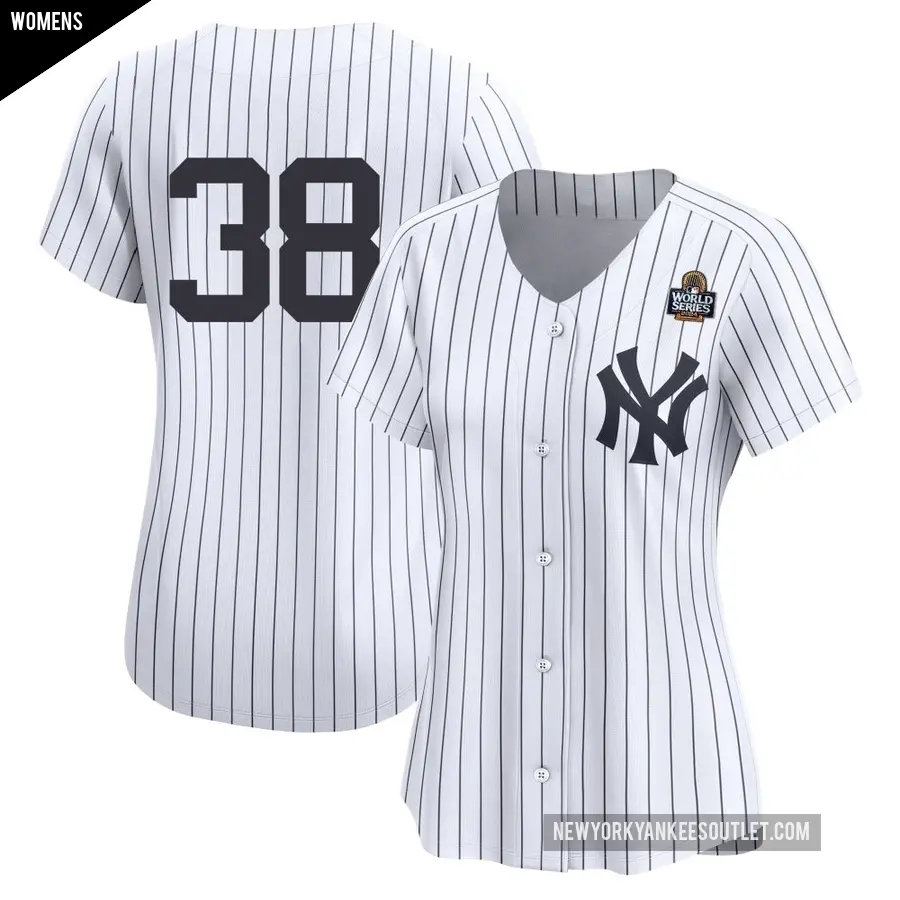 Women's New York Yankees ＃38 Devin Williams Limited White Yankee Home 2nd 2024 World Series Jersey