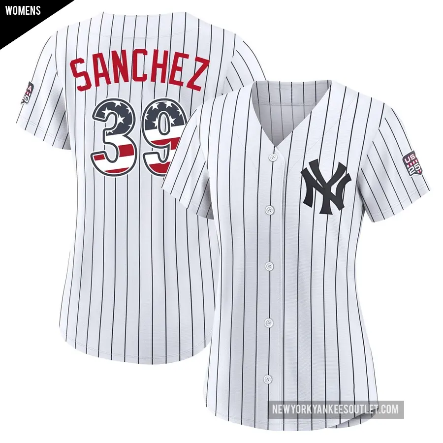 Women's New York Yankees ＃39 Ali Sanchez Limited White USA 250 Fourth Of July Home Stadium Jersey