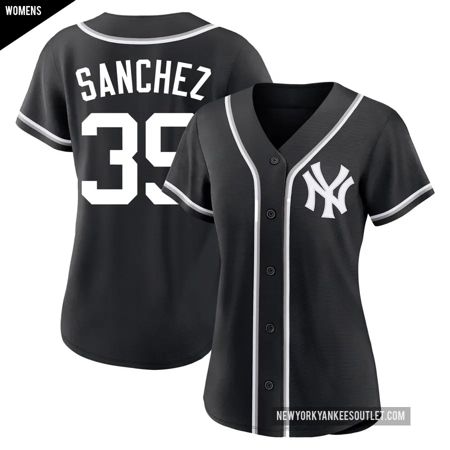 Women's New York Yankees ＃39 Ali Sanchez Replica Black Fashion Out Jersey