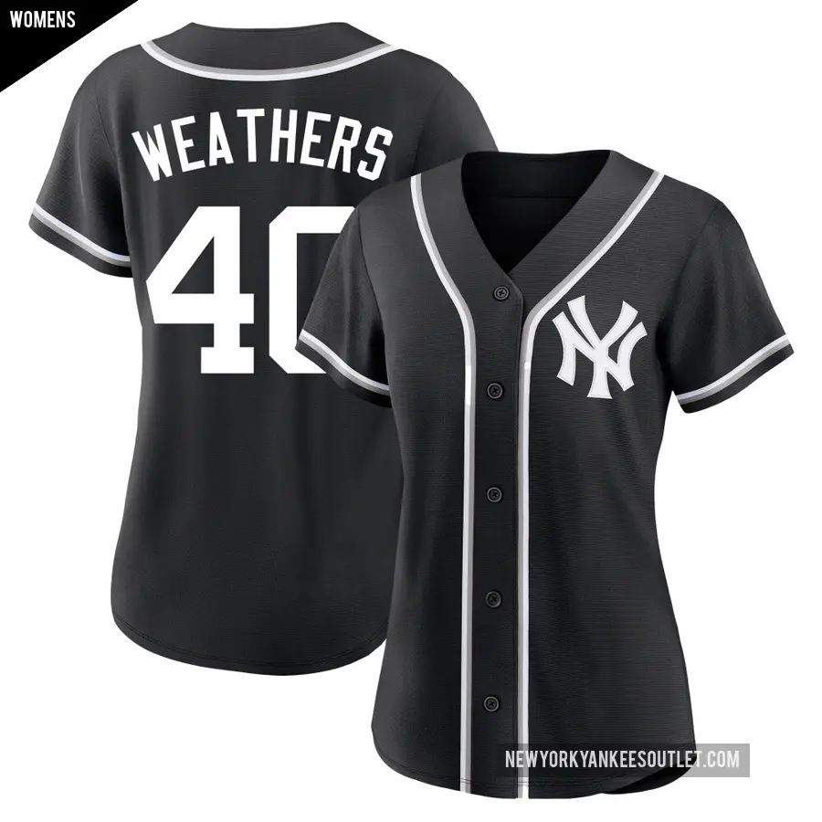 Women's New York Yankees ＃40 Ryan Weathers Replica Black Fashion Out Jersey