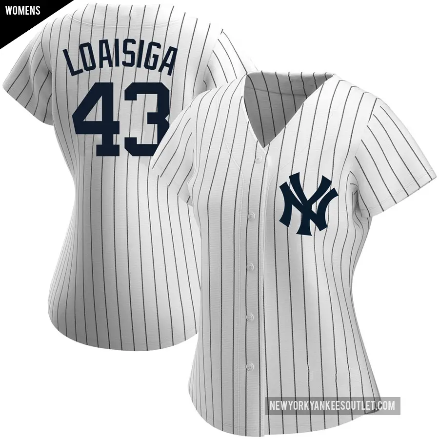 Women's New York Yankees ＃43 Jonathan Loaisiga Replica White Home Name Jersey