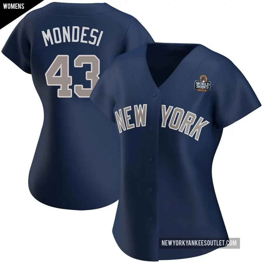 Women's New York Yankees ＃43 Raul Mondesi Authentic Navy Alternate 2024 World Series Jersey