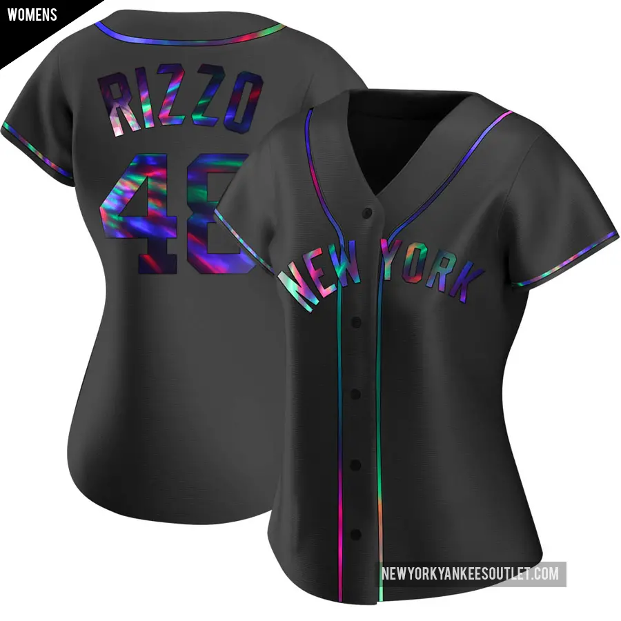 Women's New York Yankees ＃48 Anthony Rizzo Replica Black Holographic Alternate Jersey
