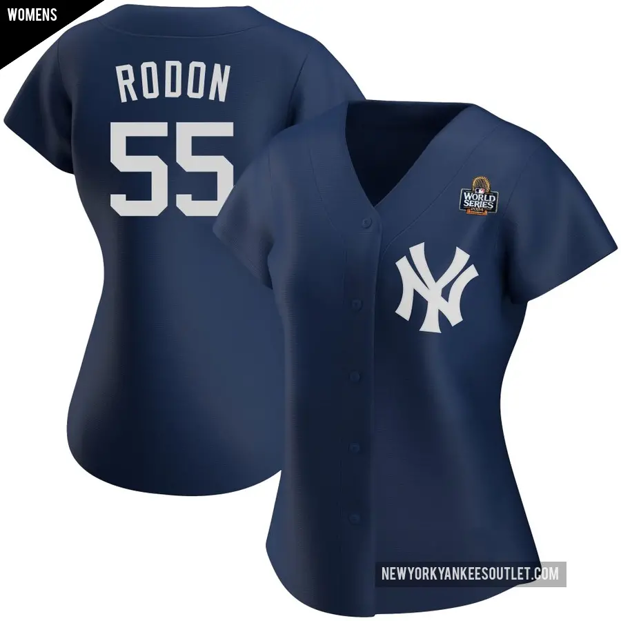 Women's New York Yankees ＃55 Carlos Rodon Replica Navy Alternate Team 2024 World Series Jersey
