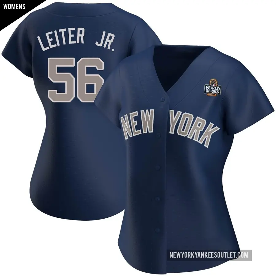 Women's New York Yankees ＃56 Mark Leiter Jr. Authentic Navy Alternate 2024 World Series Jersey