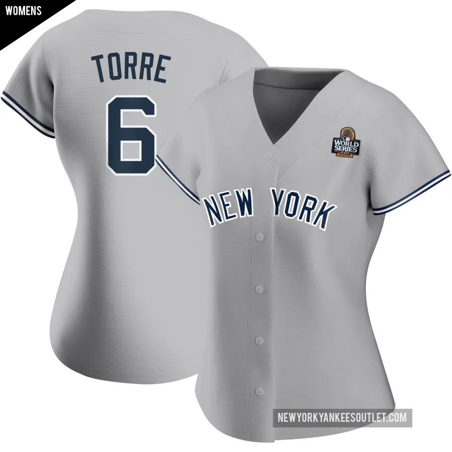 Women's New York Yankees ＃6 Joe Torre Replica Gray Road Name 2024 World Series Jersey