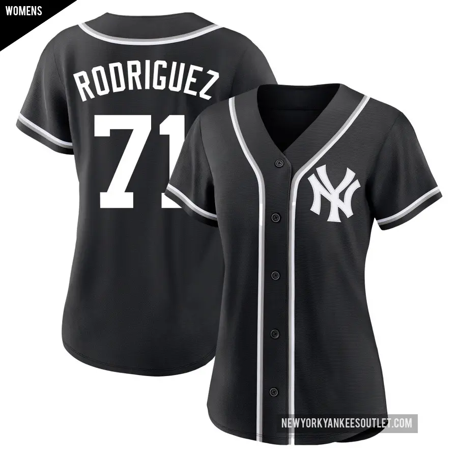 Women's New York Yankees ＃71 Elmer Rodriguez Replica Black Fashion Out Jersey
