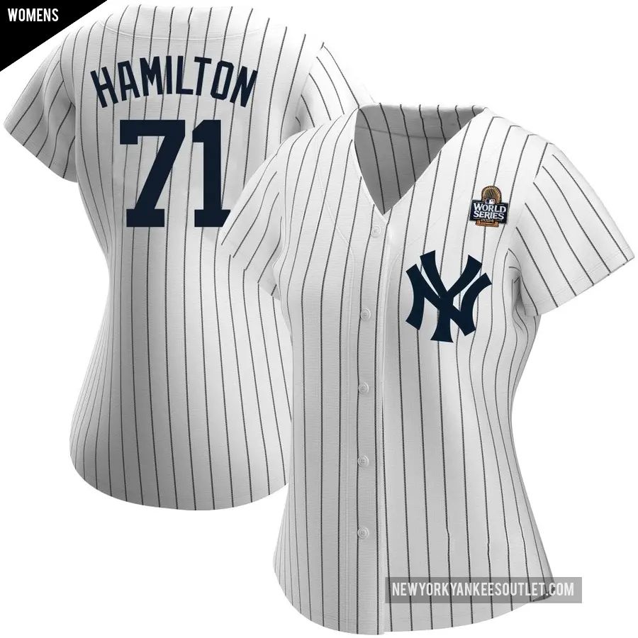 Women's New York Yankees ＃71 Ian Hamilton Authentic White Home Name 2024 World Series Jersey
