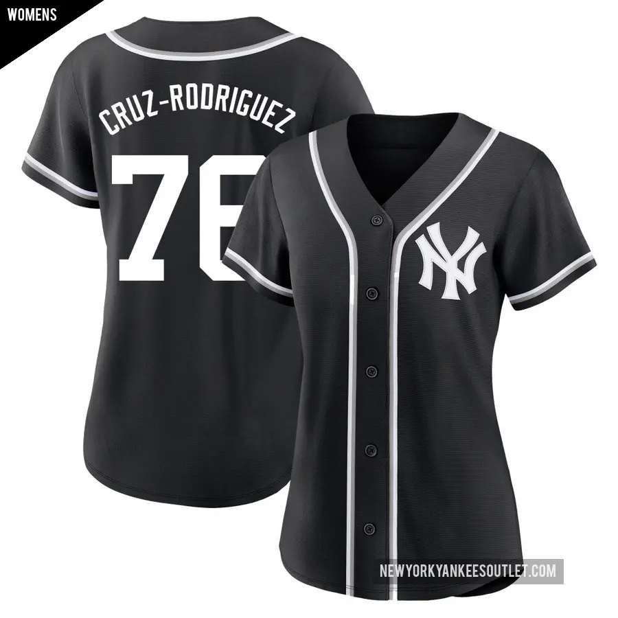 Women's New York Yankees ＃76 Elmer Cruz-Rodriguez Replica Black Fashion Out Jersey