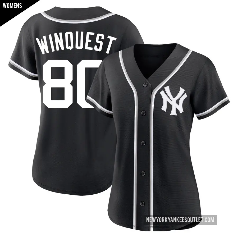 Women's New York Yankees ＃80 Cade Winquest Replica Black Fashion Out Jersey