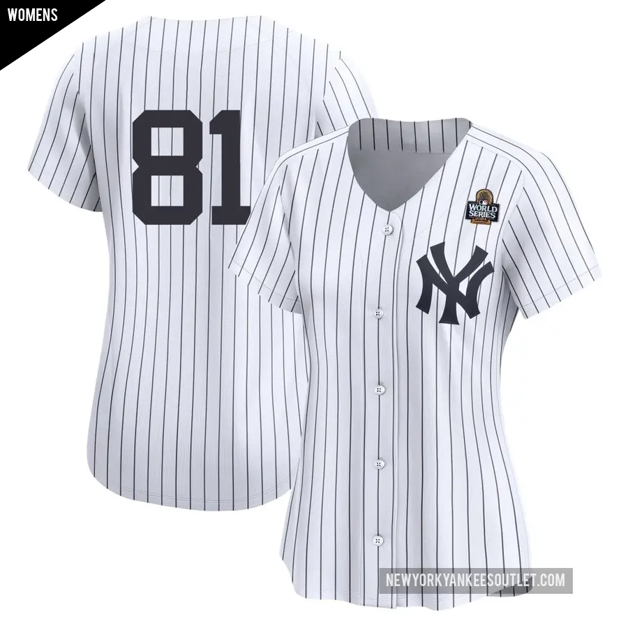 Women's New York Yankees ＃81 Luis Gil Limited White Yankee Home 2nd 2024 World Series Jersey