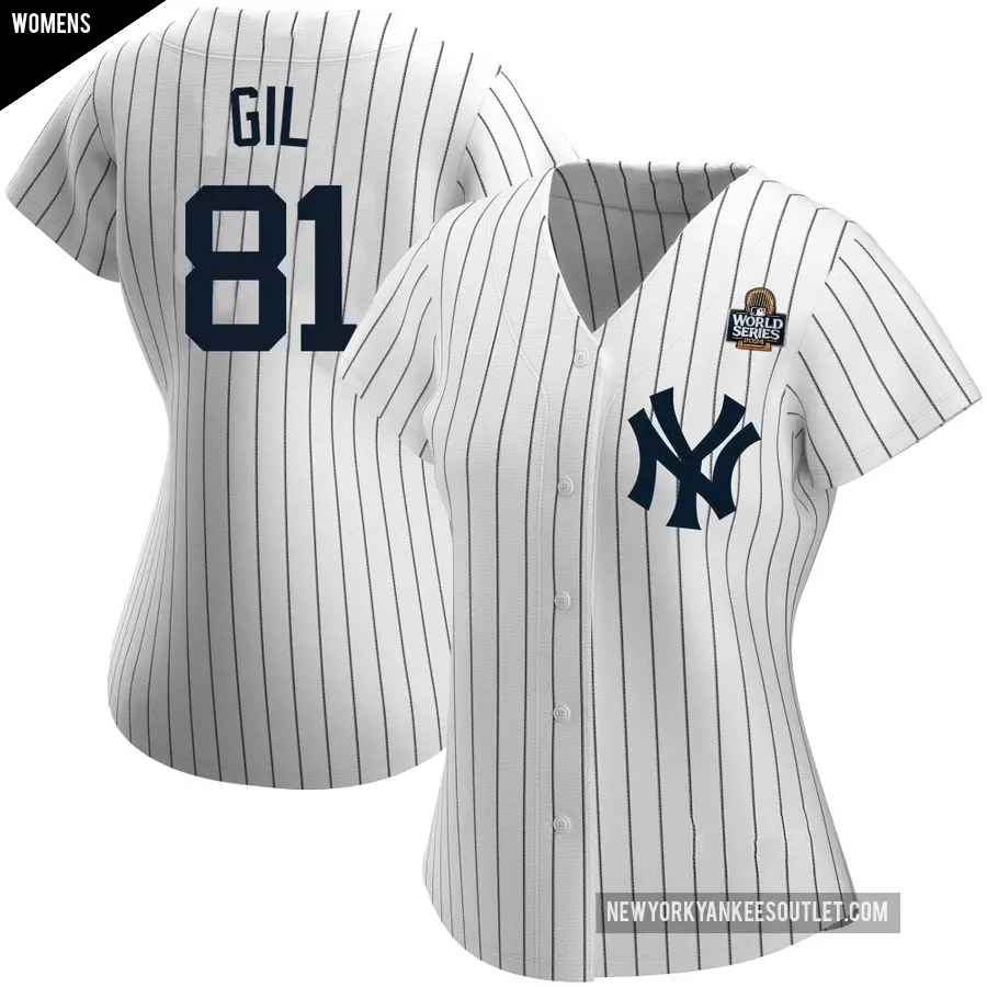 Women's New York Yankees ＃81 Luis Gil Replica White Home Name 2024 World Series Jersey