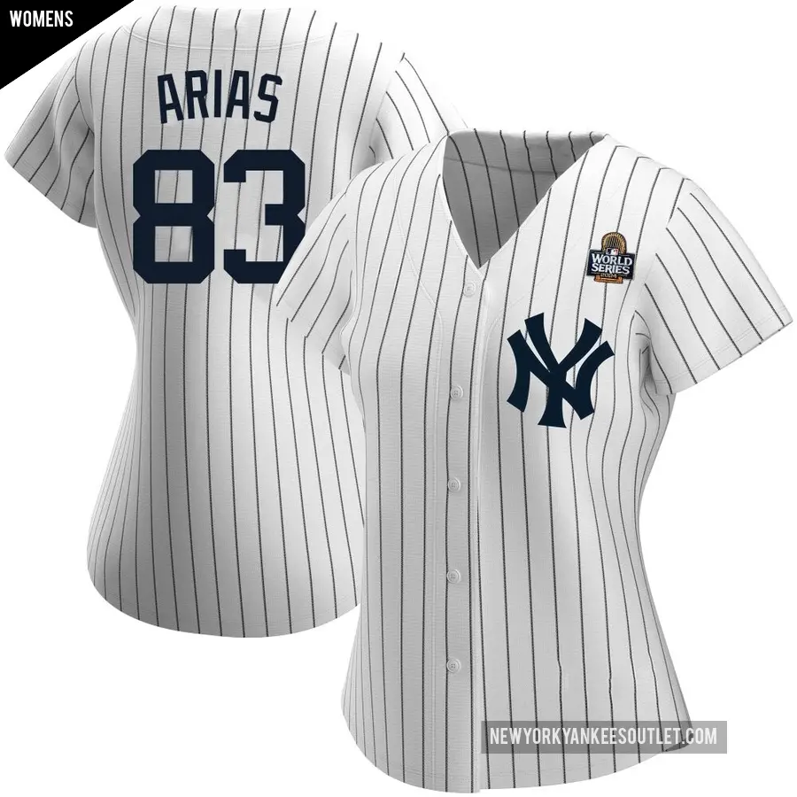 Women's New York Yankees ＃83 Michael Arias Authentic White Home Name 2024 World Series Jersey