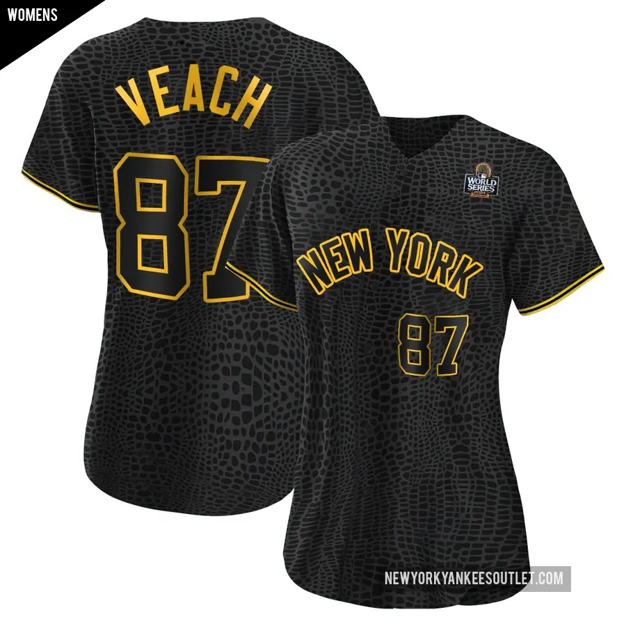 Women's New York Yankees ＃87 Christopher Veach Authentic Black Snake Skin City 2024 World Series Jersey