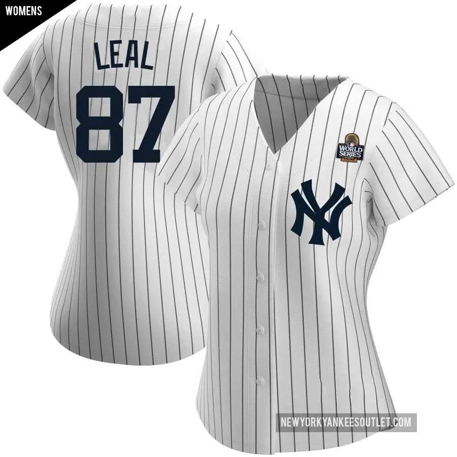 Women's New York Yankees ＃87 Erick Leal Authentic White Home Name 2024 World Series Jersey