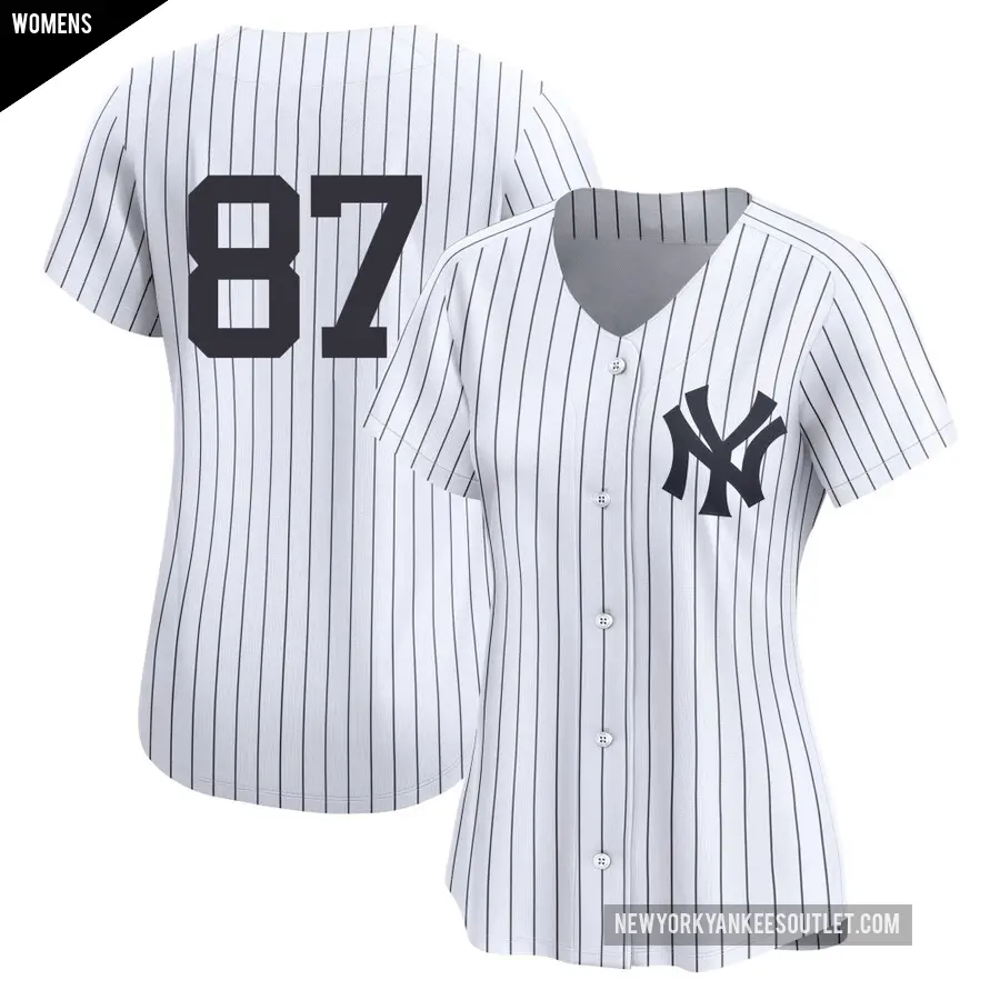 Women's New York Yankees ＃87 Erick Leal Limited White Yankee Home 2nd Jersey
