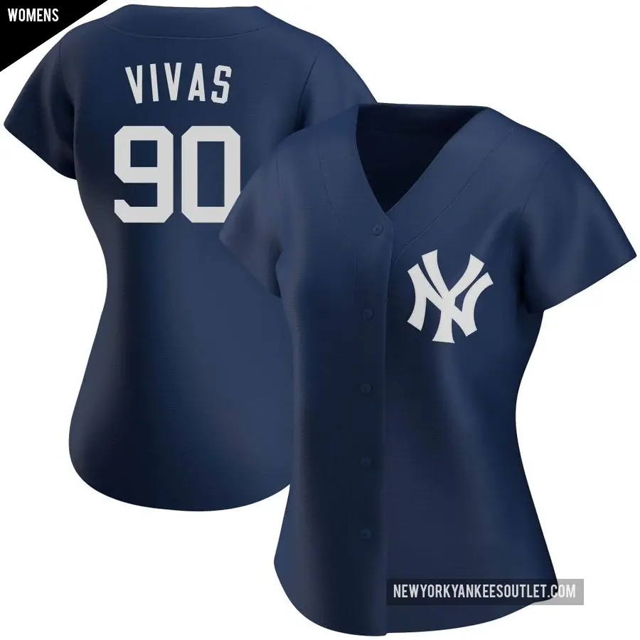Women's New York Yankees ＃90 Jorbit Vivas Authentic Navy Alternate Team Jersey