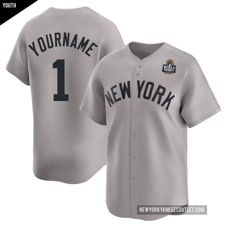 Youth New York Yankees ＃1 Billy Martin Limited Gray Away 2024 World Series Jersey
