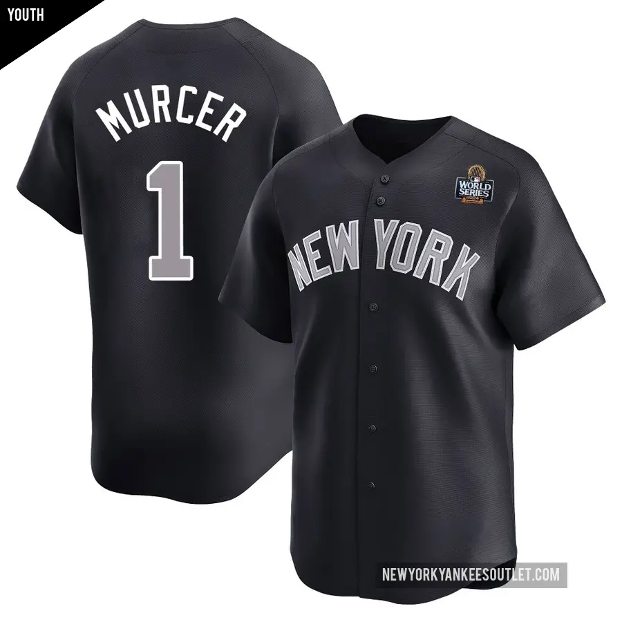 Youth New York Yankees ＃1 Bobby Murcer Limited Navy Alternate 2024 World Series Jersey