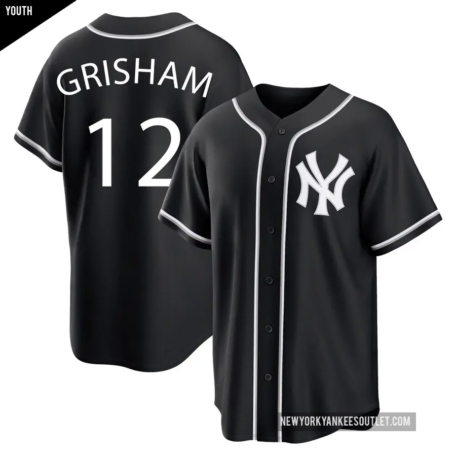 Youth New York Yankees ＃12 Trent Grisham Replica Black Fashion Out Jersey