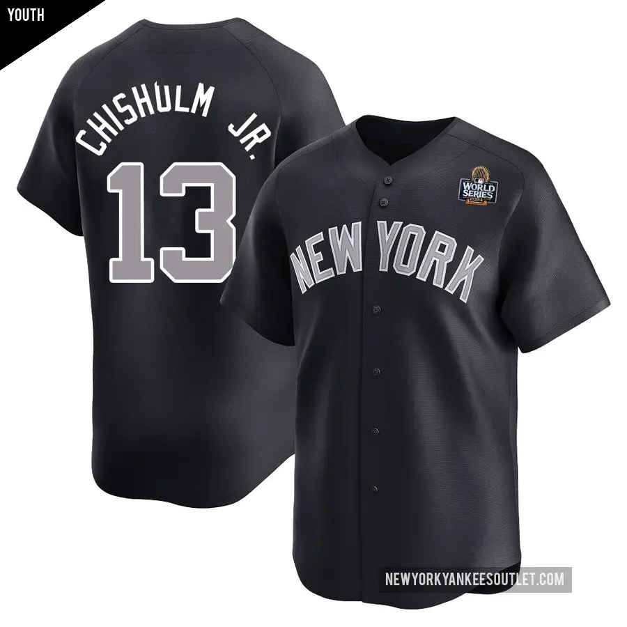 Youth New York Yankees ＃13 Jazz Chisholm Jr. Limited Navy Alternate 2024 World Series Jersey