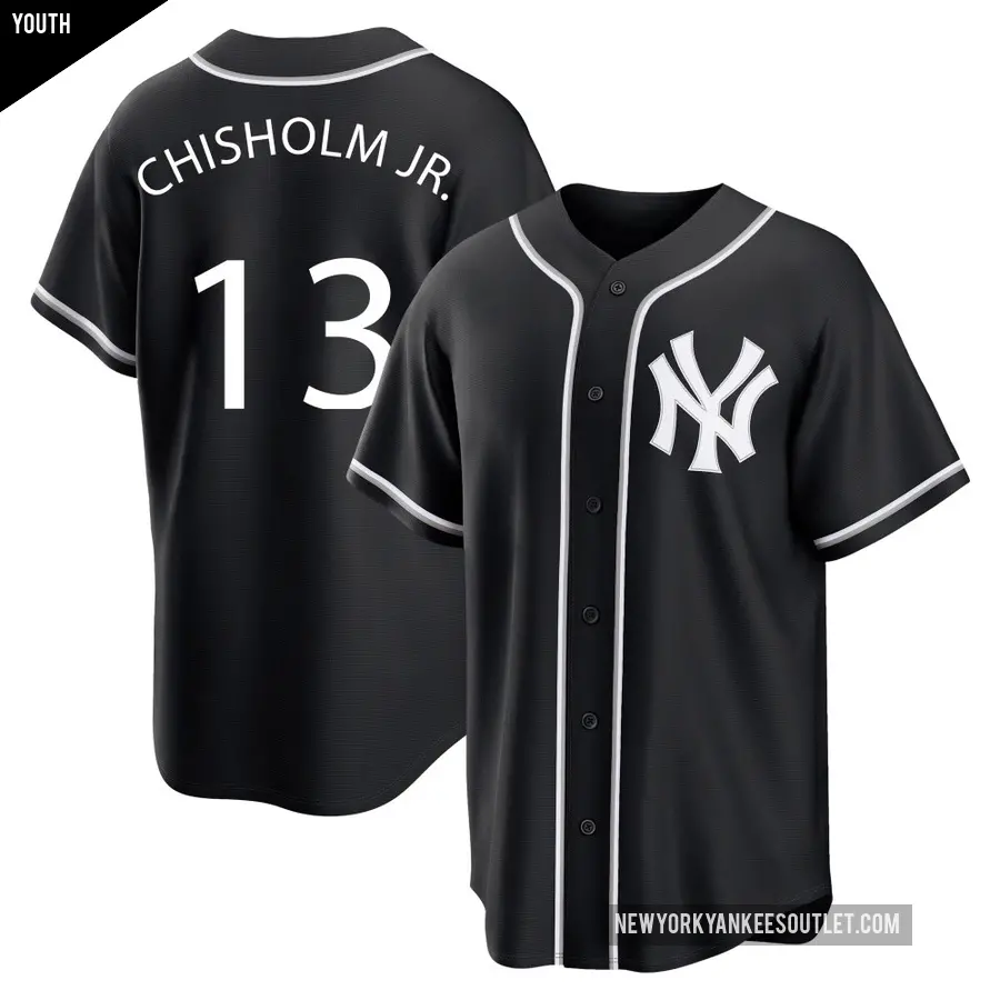 Youth New York Yankees ＃13 Jazz Chisholm Jr. Replica Black Fashion Out Jersey