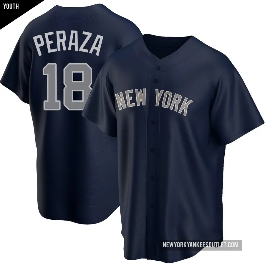 Youth New York Yankees ＃18 Oswald Peraza Replica Navy Alternate Jersey