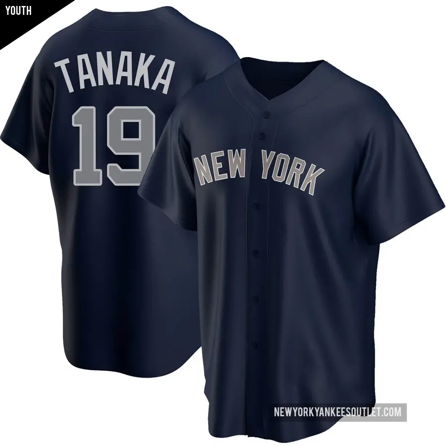 Youth New York Yankees ＃19 Masahiro Tanaka Replica Navy Alternate Jersey