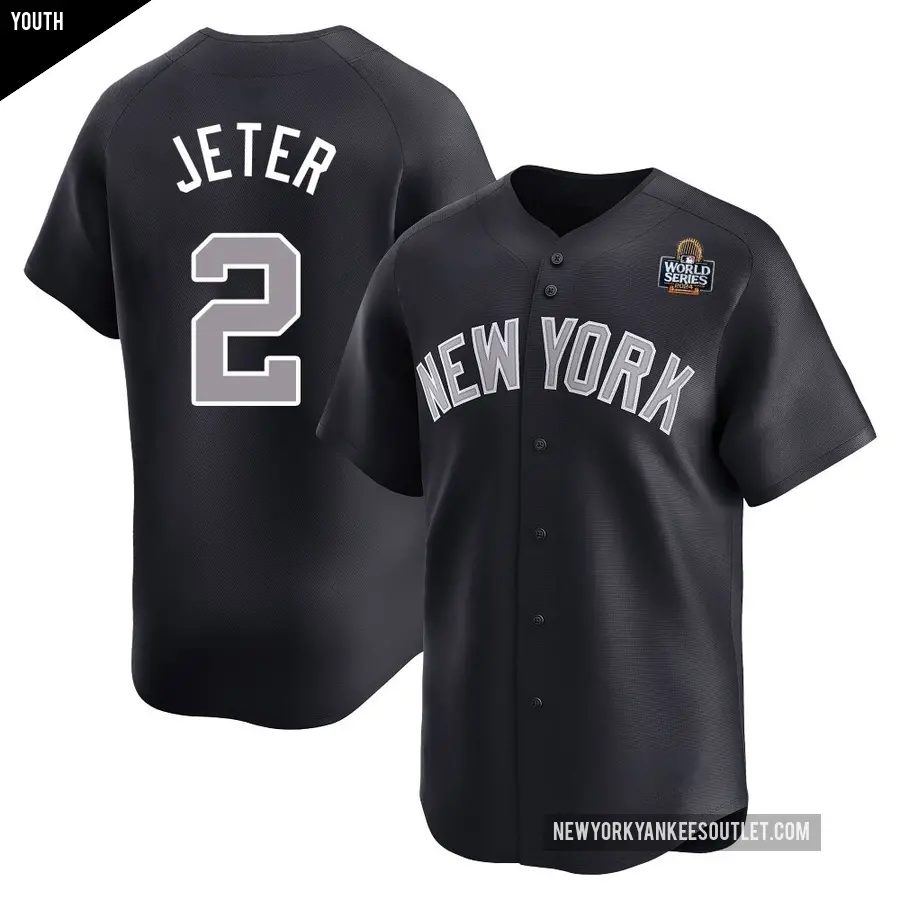 Youth New York Yankees ＃2 Derek Jeter Limited Navy Alternate 2024 World Series Jersey