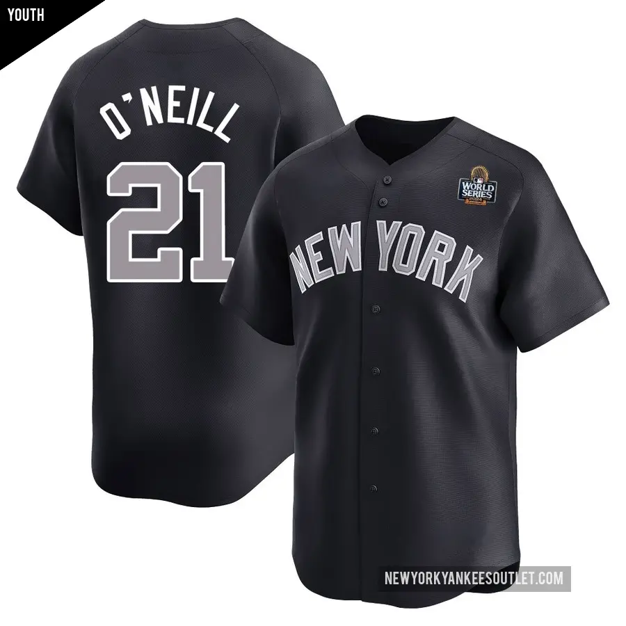 Youth New York Yankees ＃21 Paul O'Neill Limited Navy Alternate 2024 World Series Jersey