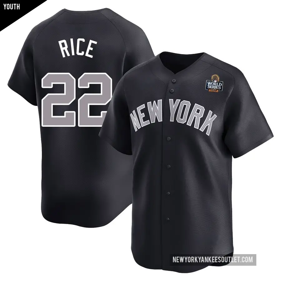 Youth New York Yankees ＃22 Ben Rice Limited Navy Alternate 2024 World Series Jersey