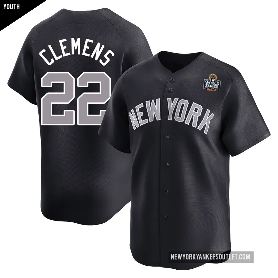 Youth New York Yankees ＃22 Roger Clemens Limited Navy Alternate 2024 World Series Jersey