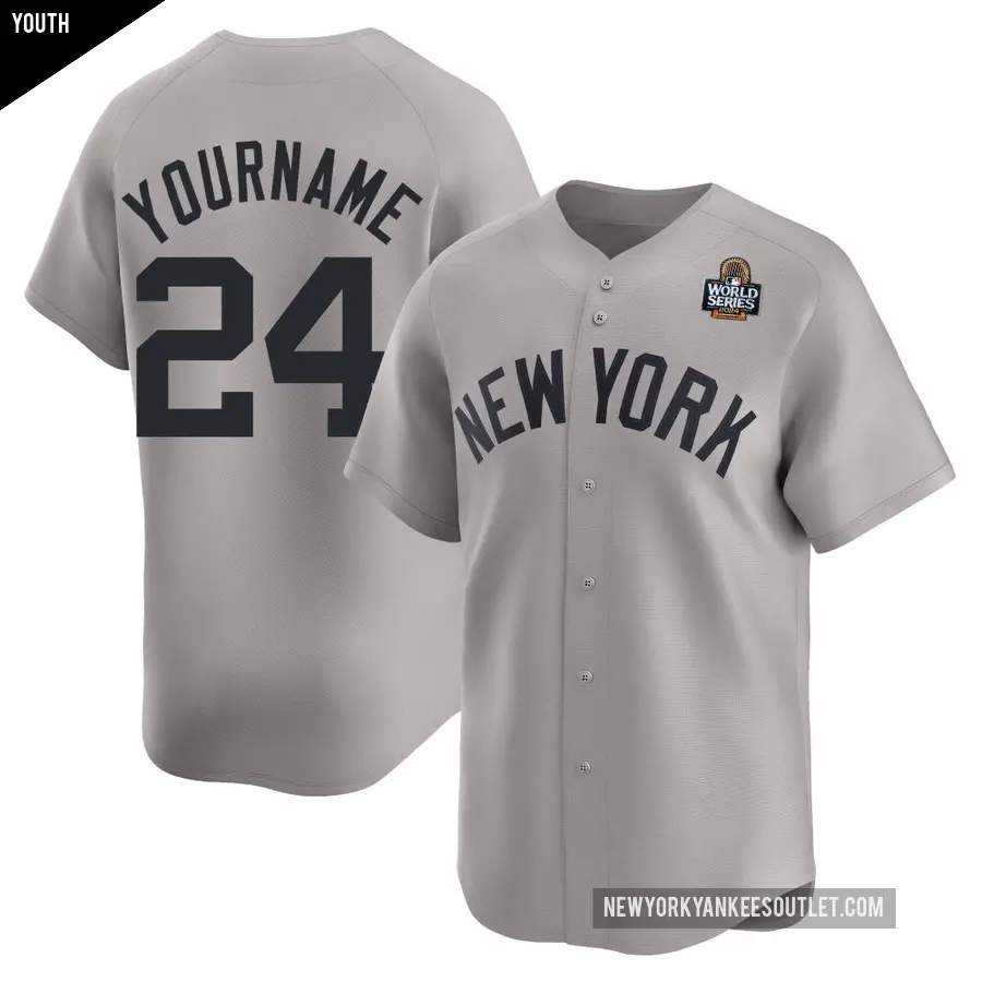 Youth New York Yankees ＃24 Jasson Dominguez Limited Gray Away 2024 World Series Jersey