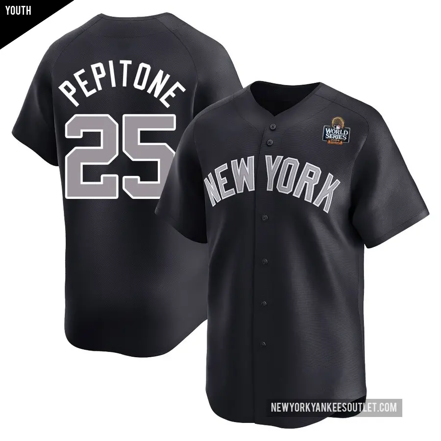 Youth New York Yankees ＃25 Joe Pepitone Limited Navy Alternate 2024 World Series Jersey