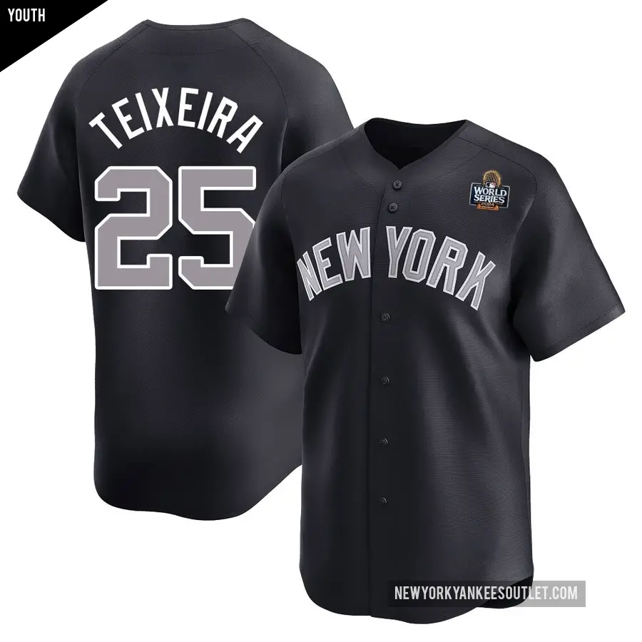 Youth New York Yankees ＃25 Mark Teixeira Limited Navy Alternate 2024 World Series Jersey