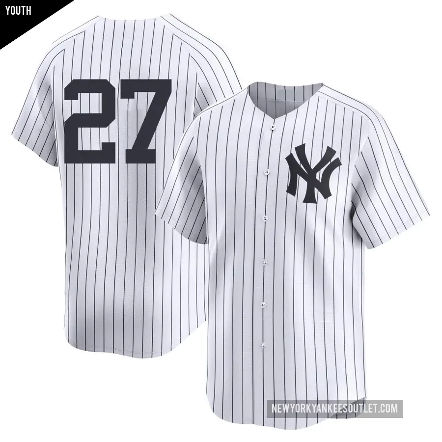 Youth New York Yankees ＃27 Giancarlo Stanton Limited White Yankee Home 2nd Jersey