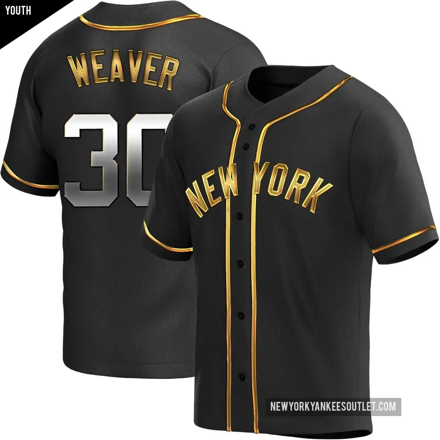 Youth New York Yankees ＃30 Luke Weaver Replica Gold Black en Alternate Jersey