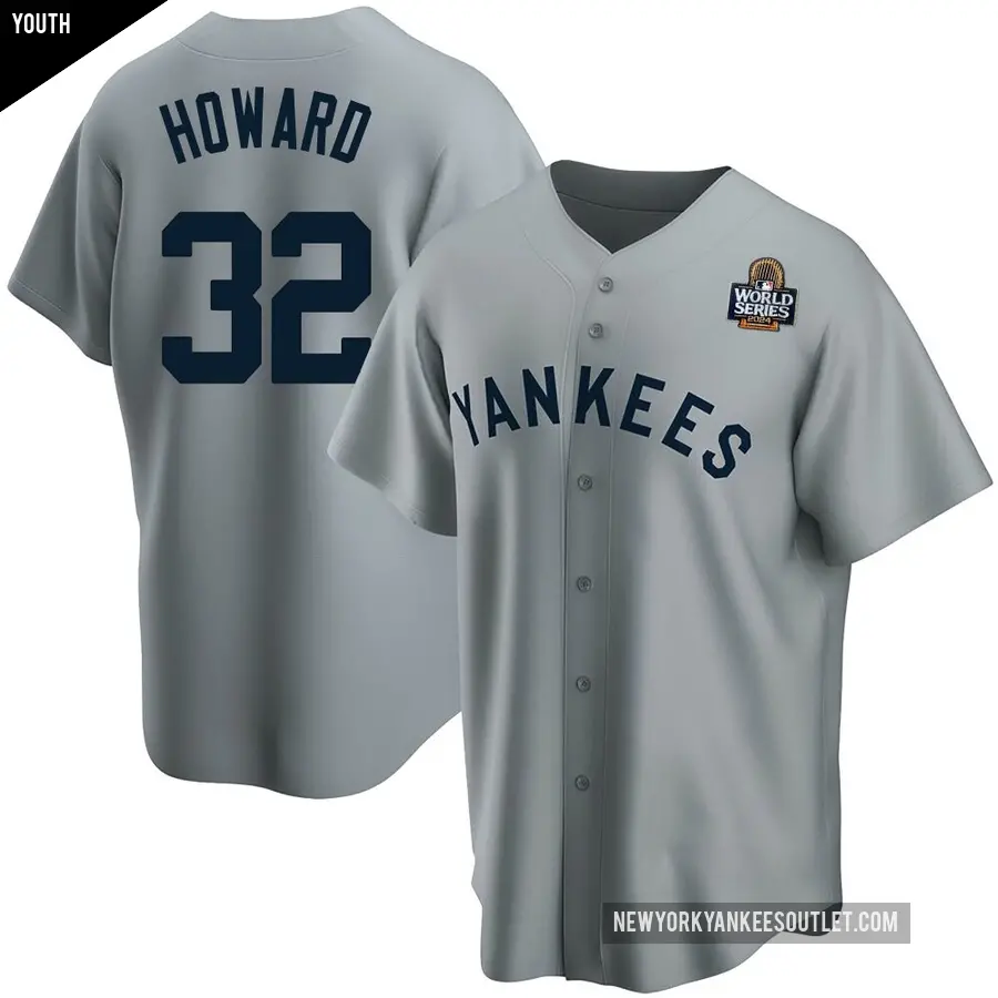 Youth New York Yankees ＃32 Elston Howard Replica Gray Road Cooperstown Collection 2024 World Series Jersey