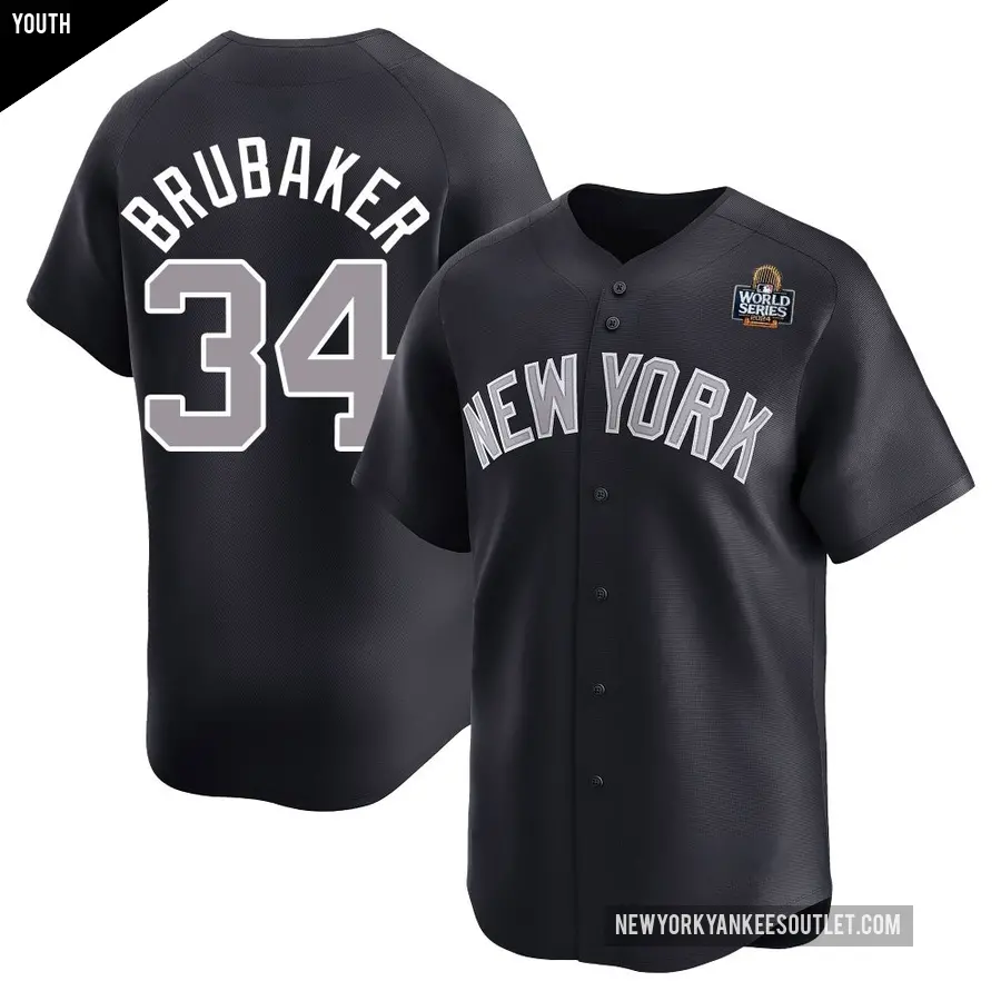 Youth New York Yankees ＃34 JT Brubaker Limited Navy Alternate 2024 World Series Jersey