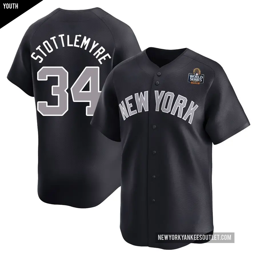Youth New York Yankees ＃34 Mel Stottlemyre Limited Navy Alternate 2024 World Series Jersey