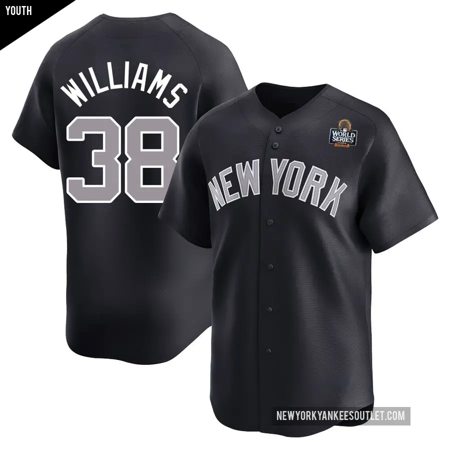 Youth New York Yankees ＃38 Devin Williams Limited Navy Alternate 2024 World Series Jersey
